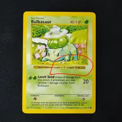 Pokemon TCG Bulbasaur Base Set 44/102 Shadowless Length Error NM - Image 2