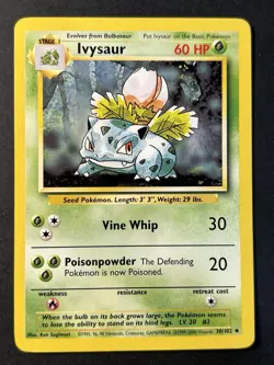 Ivysaur 30/102 4th Print Base Set - Uncommon Pokemon Card - WOTC MP - Image 1