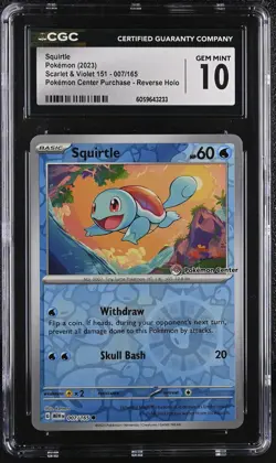 SQUIRTLE Pokemon Center 151 Reverse Holo #007 CGC 10 Pokemon [Nostalgium] - Image 1