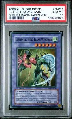 2006 YU-GI-OH! #EN010 ELEMENTAL HERO FLAME WINGMAN PSA 10 - Image 1