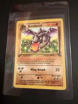 Pokemon TCG Aerodactyl Fossil 1st Edition Non-Holo Rare Card 16/62 LP Vintage - Image 1