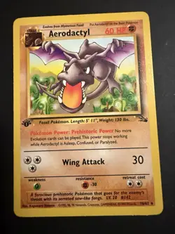 Pokemon TCG Aerodactyl Fossil 1st Edition Non-Holo Rare Card 16/62 LP Vintage - Image 2