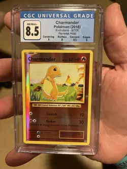 Pokemon Charmander 2016 Evolutions Reverse Holo Card 9/108 CGC 8.5 Near Mint - Image 1