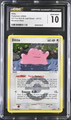 CGC 10 GEM MINT Ditto EX Fire Red & Leaf Green 4/112 Reverse Holo Pokemon Card - Image 1