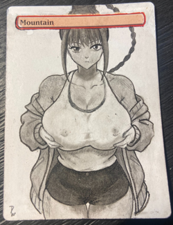 Mountain - Hand Drawn Altered Art MTG Anime Magic Gathering Lu Shaotang - Image 1