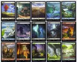 Magic Final Fantasy Basic Lands Set of 15 - FOIL Full Art Land - MTG - NM - Image 1
