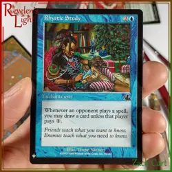 Rhystic Study Altered Art - Hand Painted MTG Alter - Magic - Christmas - Image 1