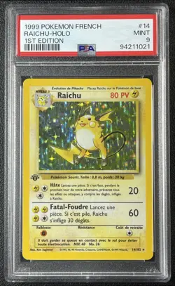 RAICHU HOLO PSA 9 1999 POKEMON FRENCH #14/102 1ST EDITION 1021 - Image 1