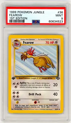 1999 Pokemon Jungle #36 Fearow 1st Edition PSA 9 - Image 1