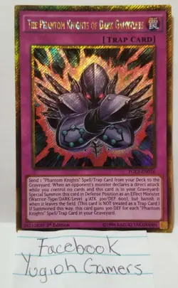 YUGIOH THE PHANTOM KNIGHTS OF DARK GAUNTLETS PGL3 1ST SECRET GOLD LIGHT PLAYED - Image 1