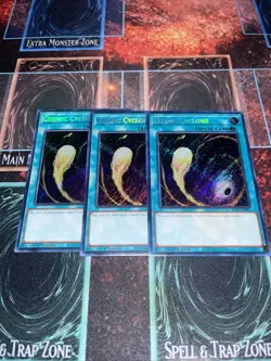 Yugioh x3 Cosmic Cyclone 1st Edition Secret Rare RA02-EN061 Playset - Image 1