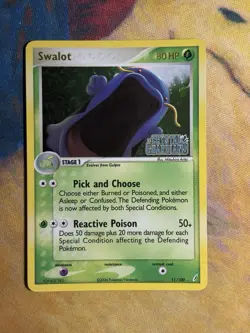 Swalot 11/100 Ex Crystal Guardians Reverse Holo Rare Stamped Pokemon Card MP HP - Image 2