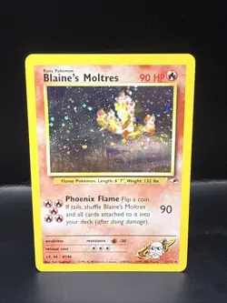 Pokemon TCG Blaine's Moltres Gym Heroes Holo Card 1/132 Unlimited Rare Swirl - Image 3