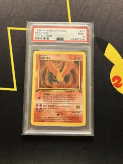 PSA 9 1st Edition Moltres 27/62 -Graded Vintage Pokemon Card- Fossil Set MINT - Image 1