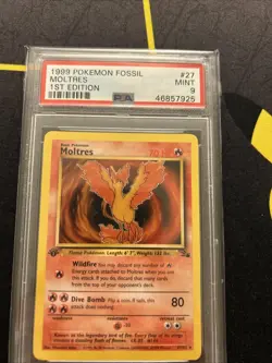 PSA 9 1st Edition Moltres 27/62 -Graded Vintage Pokemon Card- Fossil Set MINT - Image 3
