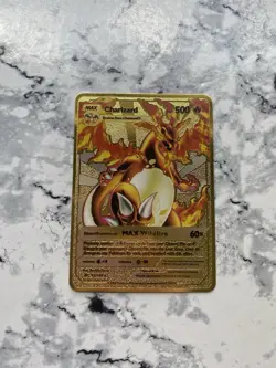 VMax Zard Pokemon TCG Metal Card Charizard Pokemon Gift For Kids Fire Dragon Alt - Image 1