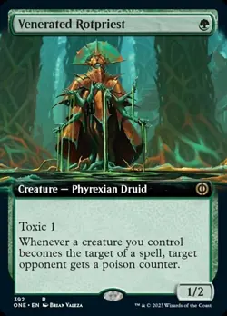 MTG Venerated Rotpriest - Foil - Extended Art, Light Play, English Phyrexia: All - Image 1