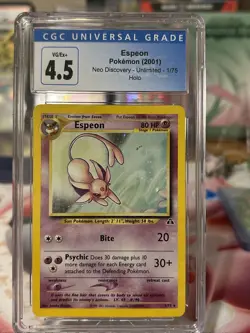 2001 Pokemon Neo Discovery #1/75 Espeon CGC 4.5 Swirl 🍥 - Image 1