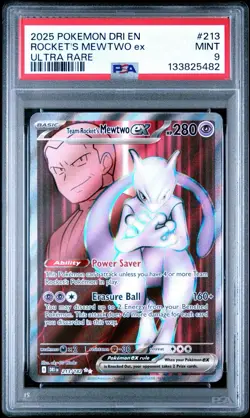 2025 Pokemon Destined Rivals Rockets Mewtwo EX Ultra Rare PSA 9 - Image 1