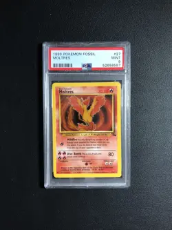 1999 Pokemon Fossil Moltres Non Holo #27/62 PSA 9 Mint - Image 1