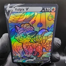 Pokemon Vulpix Stain Glass Custom Made Fan Art Holo - Image 1