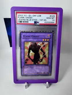 PSA 10 GEM MINT! 2002 Yu-Gi-Oh! Flame Ghost 1st Ed LOB-029 Legend Of Blue Eyes - Image 1