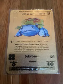 Venusaur Gold Metal Pokemon Card- Fast Shipping - Image 1