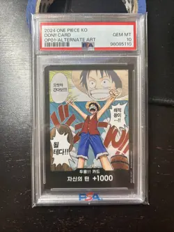 ONE PIECE ROMANCE DAWN OP01 DON!! CARD ALTERNATE ART PSA 10 KOR C - Image 1