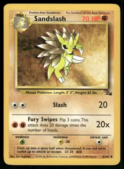 Sandslash 1999 Fossil WOTC Vintage Pokemon Card 41/62 (LP-NM) - Image 1