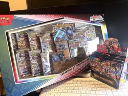 Prismatic Evolutions Lucario Ex Tyranitar Ex Box (14 Packs + Bonus Promo Cards) - Image 1