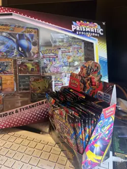 Prismatic Evolutions Lucario Ex Tyranitar Ex Box (14 Packs + Bonus Promo Cards) - Image 2