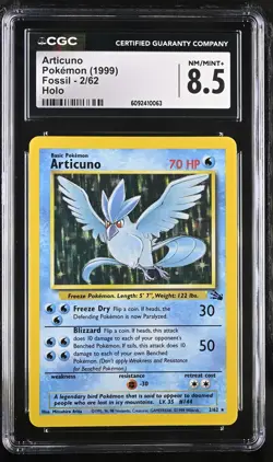 CGC 8.5 Articuno 1999 Fossil 2/62 Holo Pokemon Card - Image 1