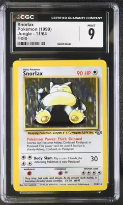 CGC 9 MINT Snorlax 1999 Jungle 11/64 Holo Pokemon Card - Image 1