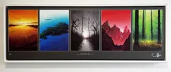 Magic Unhinged Lands Set, Framed Canvas 37x13 - Signed & Numbered /50 John Avon - Image 1