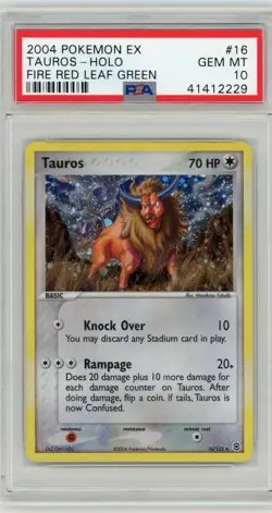 Pokemon Tauros EX Fire Red & Leaf Green Holo Rare #16 PSA 10 Gem Mint - Image 1