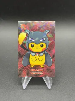 Poncho Pikachu Mewtwo Cracked Ice Holo Pokemon Card Database Team Rocket Peru - Image 1