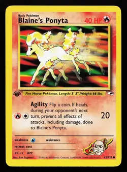 Blaine's Ponyta 63/132 1st Edition Gym Heroes Pokemon Card - Image 1