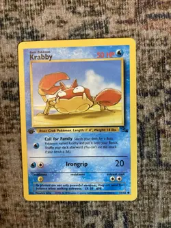 1st Edition Krabby 51/62 Fossil Pokemon Card TCG WOTC - Image 1