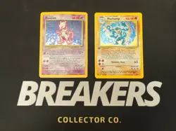 1999 Base Set Vintage Pokemon 2 Card Lot: Holo 1st Edition Machamp & Mewtwo - Image 1