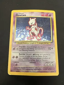 1999 Base Set Vintage Pokemon 2 Card Lot: Holo 1st Edition Machamp & Mewtwo - Image 2