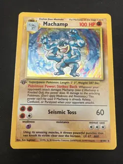 1999 Base Set Vintage Pokemon 2 Card Lot: Holo 1st Edition Machamp & Mewtwo - Image 4