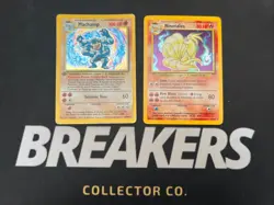 1999 Base Set Vintage Pokemon 2 Card Lot: Holo 1st Edition Machamp & Ninetales - Image 1