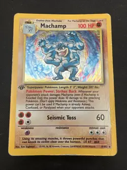 1999 Base Set Vintage Pokemon 2 Card Lot: Holo 1st Edition Machamp & Ninetales - Image 2