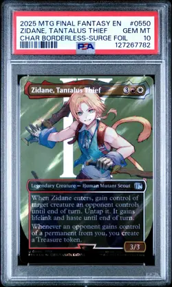 2025 MTG Final Fantasy Zidane, Tantalus Thief Borderless Surge Foil 0550 PSA 10 - Image 1