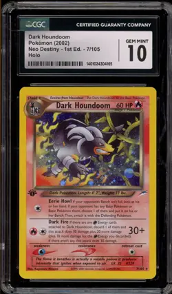 Pokemon Dark Houndoom Neo Destiny 1st Edition Holo Rare #7 CGC 10 Gem Mint - Image 1