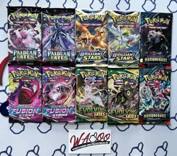 Pokemon TCG Booster 10x Pack Lot - Evolving Skies Fusion Strike Paldean Fates!! - Image 1