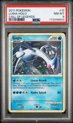 2011 POKEMON CALL OF LEGENDS LUGIA #15 HOLO PSA 8 NM #113346633 - Image 1