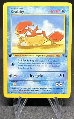 Pokemon TCG Krabby Fossil 51 Regular 1st Edition Common - Image 1