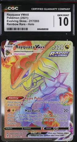 Pokemon Rayquaza VMAX Evolving Skies Secret Rare Full Art #217 CGC 10 Gem Mint - Image 1