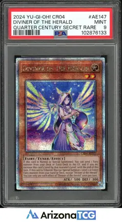 Yu-Gi-Oh! 2024 Diviner of the Herald CR04-AE147 Quarter Century SR PSA 9 - Image 1